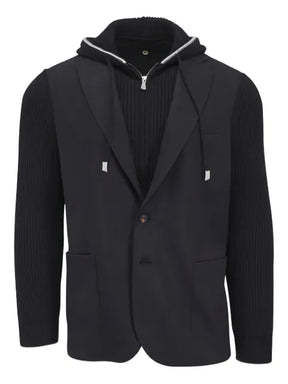Eleventy hooded knit-sleeve jacket