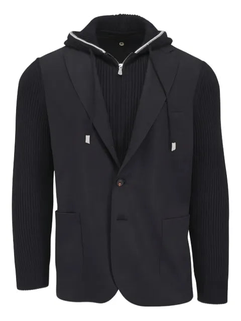 Eleventy hooded knit-sleeve jacket