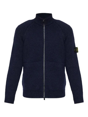 Stone Island zip-front patch-pocket wool sweater