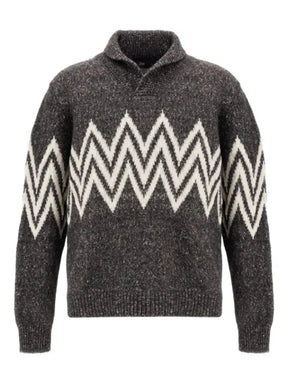 Herno zigzag-pattern collared sweater