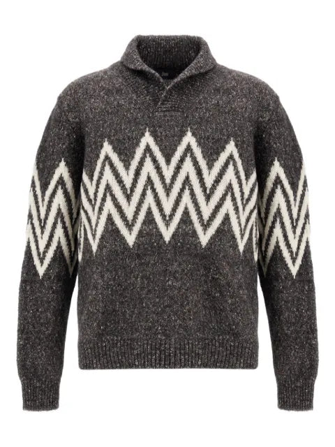 Herno zigzag-pattern collared sweater