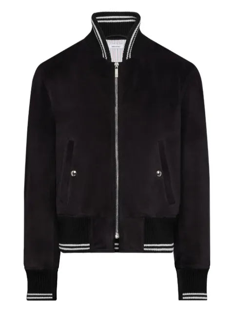 Thom Browne calf suede rib knit bomber jacket