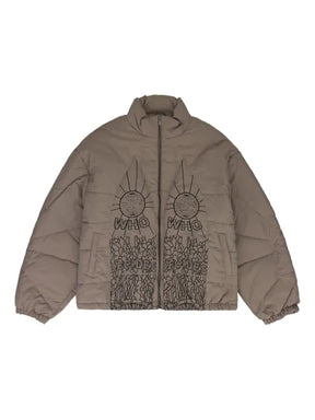Who Decides War embroidered padded jacket