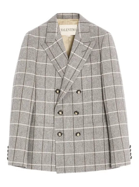 Valentino Garavani double-breasted check-pattern blazer