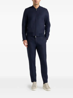 Manière De Voir Sami in navy tailored bomber jacket