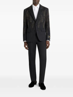 ETRO single-breasted stretch cotton-blend jacquard jacket with Paisley embroidery