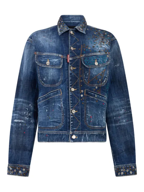 DSQUARED2 dark busted Rebel wash L.A. jeans jacket