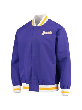 Mitchell & Ness x NBA x Los Angeles Lakers 75th Anniversary ribbed logo bomber jacket
