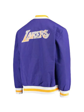 Mitchell & Ness x NBA x Los Angeles Lakers 75th Anniversary ribbed logo bomber jacket