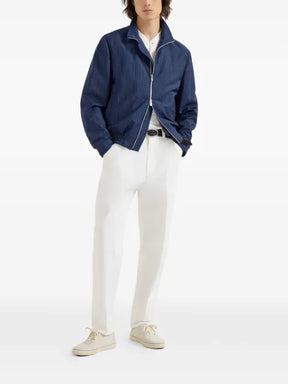 Brunello Cucinelli pinstripe stand-collar jacket