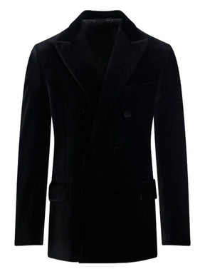 Golden Goose double-breasted blazer in black velvet with black satin lapels