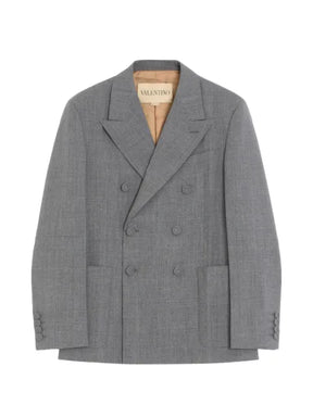Valentino Garavani double-breasted jacket in mouliné wool with pressed crease