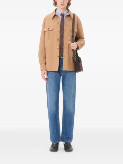 Valentino Garavani cotton gabardine shirt jacket with VLogo