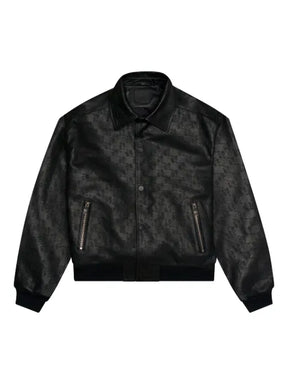 PLACE OF ËLMS debossed leather bomber jacket