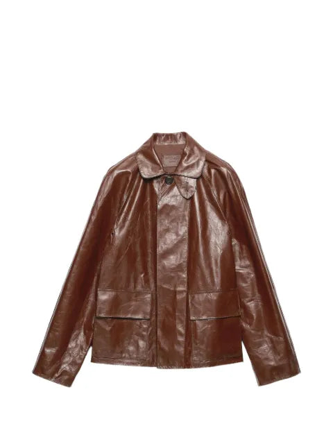 Prada  vintage-look leather blouson jacket