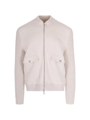 Eleventy ribbed-knit panelled jacket