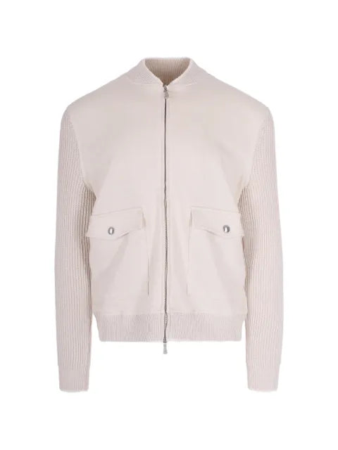 Eleventy ribbed-knit panelled jacket