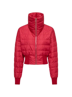 Moncler high collar embroidered logo coat