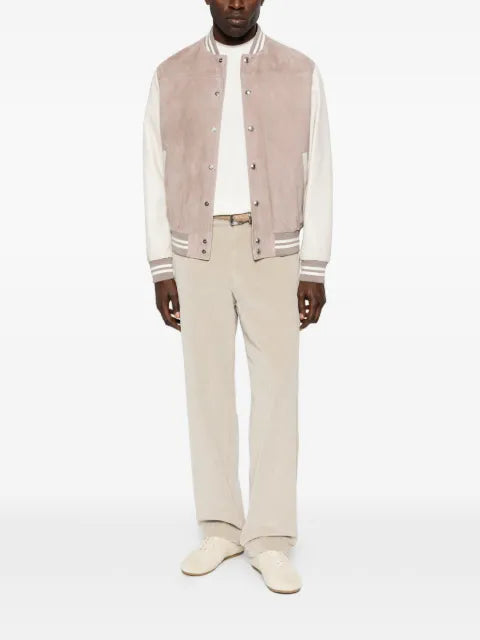 Eleventy striped bomber jacket