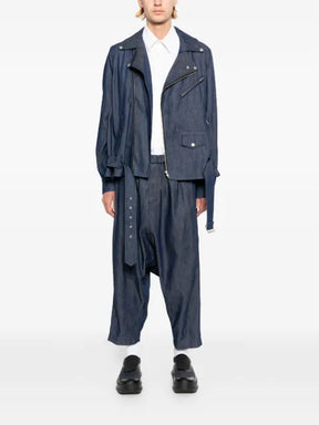 Black Comme Des Garçons belted biker-style denim jacket
