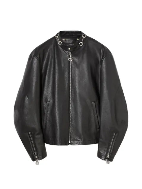 Gucci treated bull leather jacket