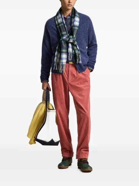 Polo Ralph Lauren suede-patch wool-cashmere jumper