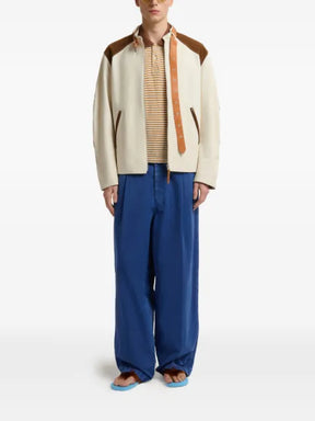 Marni cream nappa leather jacket with buckle collar