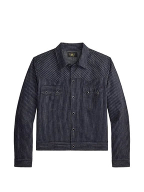 Ralph Lauren RRL striped-pattern Western-style stitched yoke jacket
