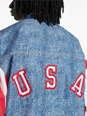 adidas denim graphic track top