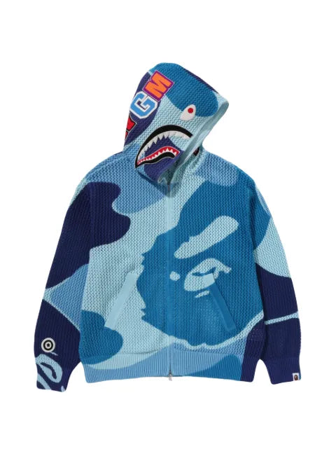 A BATHING APE® ABC Camo crochet shark hoodie