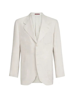 Brunello Cucinelli linen micro chevron unlined blazer
