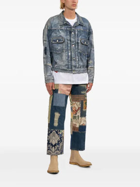 Junya Watanabe MAN paint-splatter distressed denim jacket