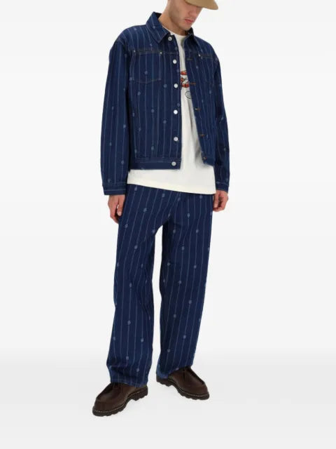 Drôle De Monsieur monogram-print striped denim jacket