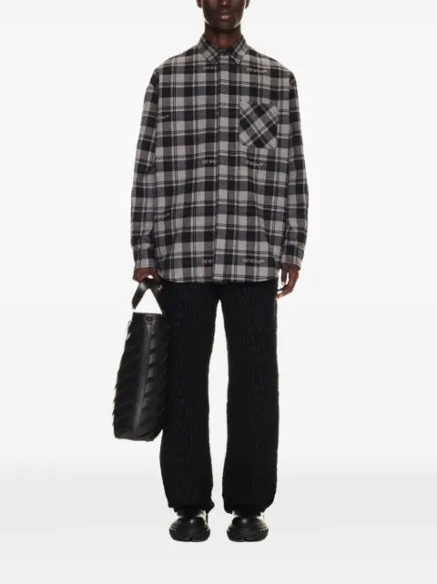 Off-White check-print padded overshirt