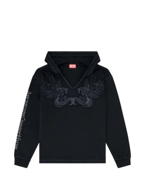 Diesel embroidered-patch V-neck hoodie