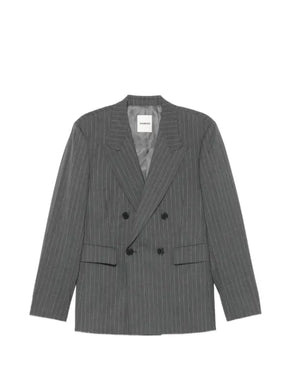 SANDRO striped virgin wool suit jacket