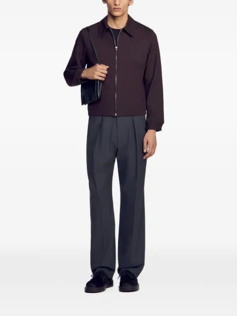 SANDRO zip-up wing-collar jacket