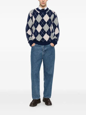 Eleventy long-sleeve argyle-knit sweater
