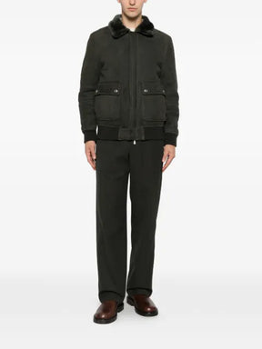 Eleventy shearling-collar bomber jacket