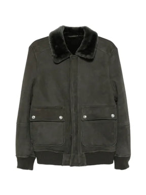Eleventy shearling-collar bomber jacket