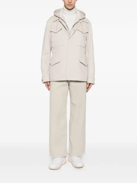 Eleventy hooded multi-pocket jacket