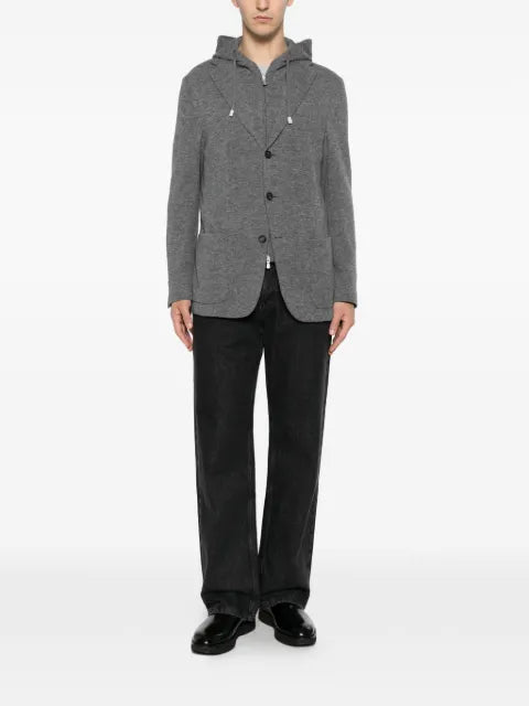 Eleventy hooded single-breasted jacket