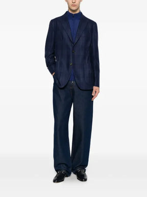 Eleventy check-pattern single-breasted jacket