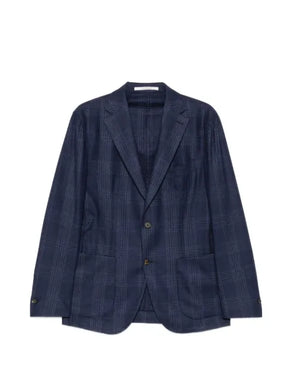 Eleventy check-pattern single-breasted jacket
