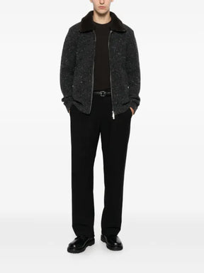 Eleventy zip-up ribbed-knit jacket