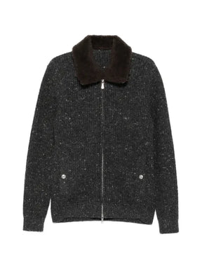 Eleventy zip-up ribbed-knit jacket
