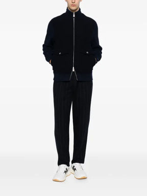 Eleventy ribbed-knit panelled jacket
