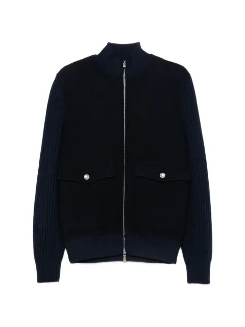 Eleventy ribbed-knit panelled jacket