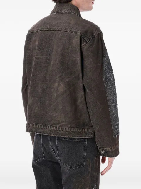 Who Decides War distressed Cathedral-patch denim jacket