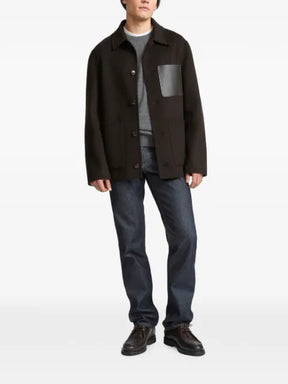 Yves Salomon calf leather-patch jacket